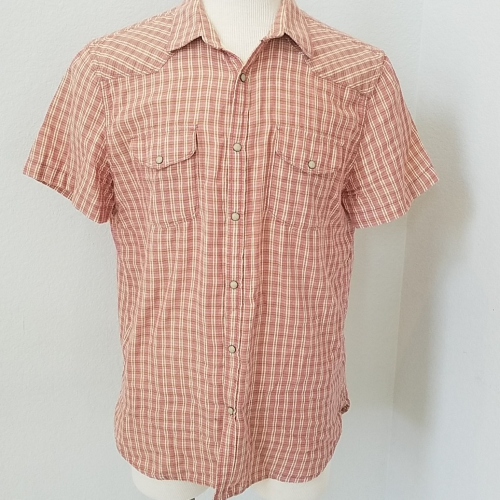 Lucky Brand Mens Plaid Short Sleeve Shirt Large